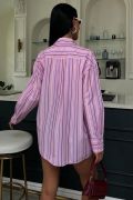 Çizgili Pembe Poplin Gömlek 3451 resmi